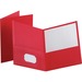 Oxford Letter Recycled Pocket Folder - 8 1/2" x 11" - 100 Sheet Capacity - 2 Internal Pocket(s) - Leatherette - Red - 10% Recycled - 25 / Box