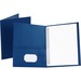 Oxford Letter Recycled Pocket Folder - 8 1/2" x 11" - 85 Sheet Capacity - 3 Fastener(s) - 1/2" Fastener Capacity for Folder - 2 Inside Front & Back Pocket(s) - Leatherette - Blue - 10% Recycled - 25 / Box