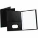 Oxford Letter Pocket Folder - 8 1/2" x 11" - 85 Sheet Capacity - 3 Fastener(s) - 1/2" Fastener Capacity for Folder - 2 Inside Front & Back Pocket(s) - Leatherette - Black - 1 / Each
