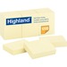 Highland Self-Sticking Notepads - 1200 - 1.50" x 2" - Rectangle - 100 Sheets per Pad - Unruled - Yellow - Paper - Self-adhesive, Repositionable - 12 / Pack