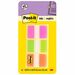 Post-it Durable Tabs - 1.50" Tab Height x 1" Tab Width - Removable - Pink, Purple, Orange, Semi-transparent Tab(s) - Wear Resistant, Tear Resistant, Durable, Repositionable, Writable, Removable, Reusable - 66 / Pack