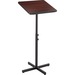 Safco Adjustable Speaker Podiums - Square Top - Mahogany Base - Adjustable Height - 29.5" to 46" Adjustment - 21" Table Top Length x 21" Table Top Width - 46" Height - Laminated - Wood Top Material - 1 Each