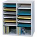 Safco Adjustable Shelves Literature Organizers - 16 Compartment(s) - Compartment Size 2.50" (63.50 mm) x 9" (228.60 mm) x 11.50" (292.10 mm) - 21.1" Height x 19.5" Width x 11.8" Depth - Gray - Wood - 1 Each