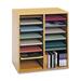 Safco Adjustable Shelves Literature Organizers - 16 Compartment(s) - Compartment Size 2.50" (63.50 mm) x 9" (228.60 mm) x 11.50" (292.10 mm) - 21.1" Height x 19.5" Width x 11.8" Depth - Medium Oak - Wood - 1 Each