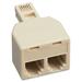 Softalk Duplex Telephone Adapter - 1 Pack - 1 x RJ-11 Phone Male - 2 x RJ-11 Phone Female - Beige