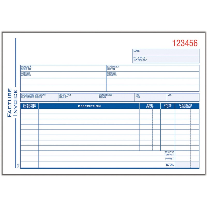 Adams Invoice For Services - 3-Part Carbonless Form, 50 Sets, Space For Company Stamp & Service Details