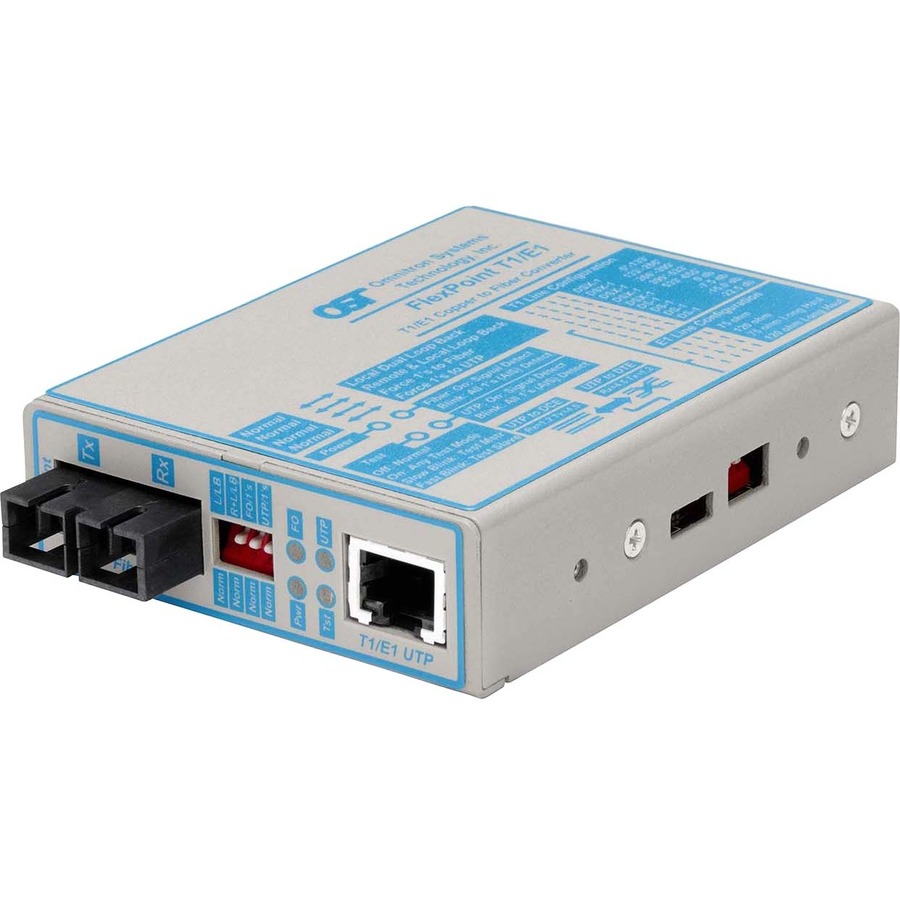 FlexPoint T1/E1 Fiber Media Converter RJ48 SC Multimode 5km