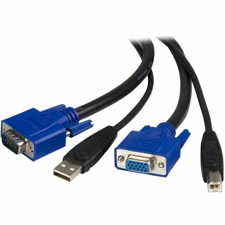 StarTech 15 ft 2-in-1 Universal USB KVM Cable - KVM Cable - 15 ft - 1 x Type B, 1 x D-Sub (HD-15), 1 x Type A, 1 x D-Sub (HD-15) - KVM Switch Cable External