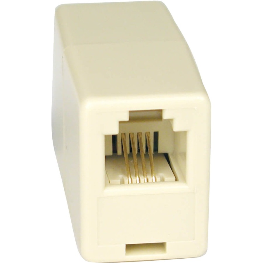 Tripp Lite RJ11 Modular Straight Through Inline Coupler Telephone F/F - 1 x RJ-11 Phone - Female - Gold - White - TAA Compliant