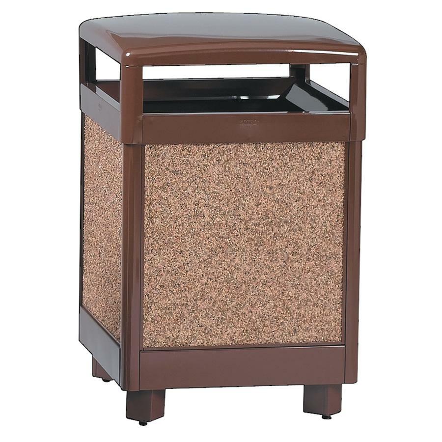 Rubbermaid Commercial Hinge Top Litter Receptacle - 38 gal Capacity - Square - 40" Height x 26" Width x 26" Depth - Steel - Brown - 1 Each