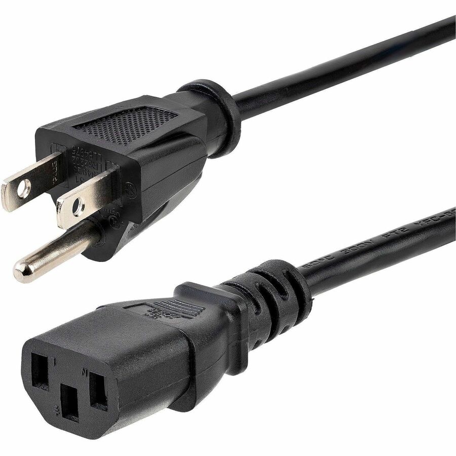 StarTech 3ft (1m) Computer Power Cord, NEMA 5-15P to C13, 10A 125V, 18AWG, Black Replacement AC PC Power Cord, TV/Monitor Power Cable