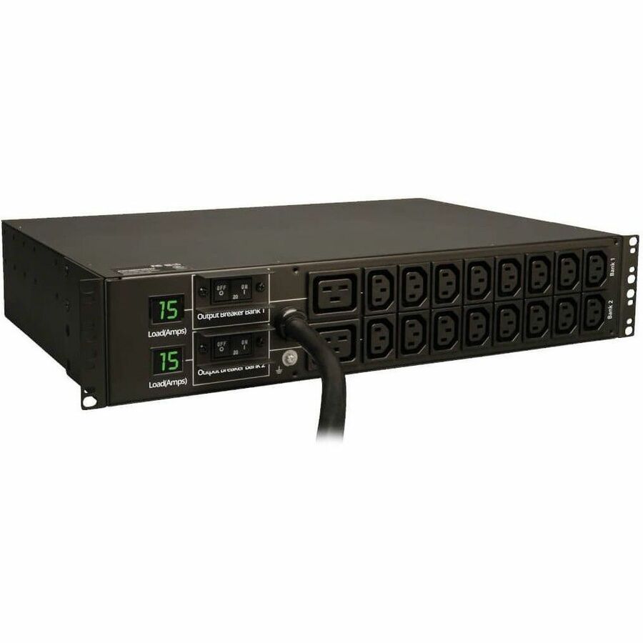 Tripp Lite by Eaton PDU 5.5kW Single-Phase Local Metered PDU 208/230V Outlets (16 C13 & 2 C19) L6-30P 12 ft. (3.66 m) Cord 2U Rack-Mount TAA