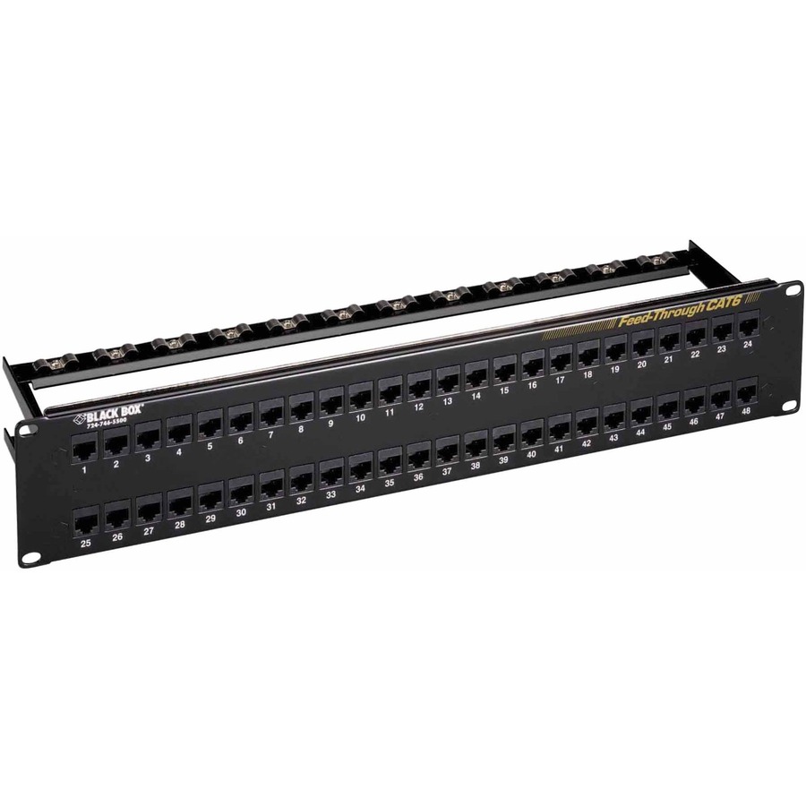 Black Box CAT6 Feed-Through Patch Panel - 2U, Unshielded, 48-Port
