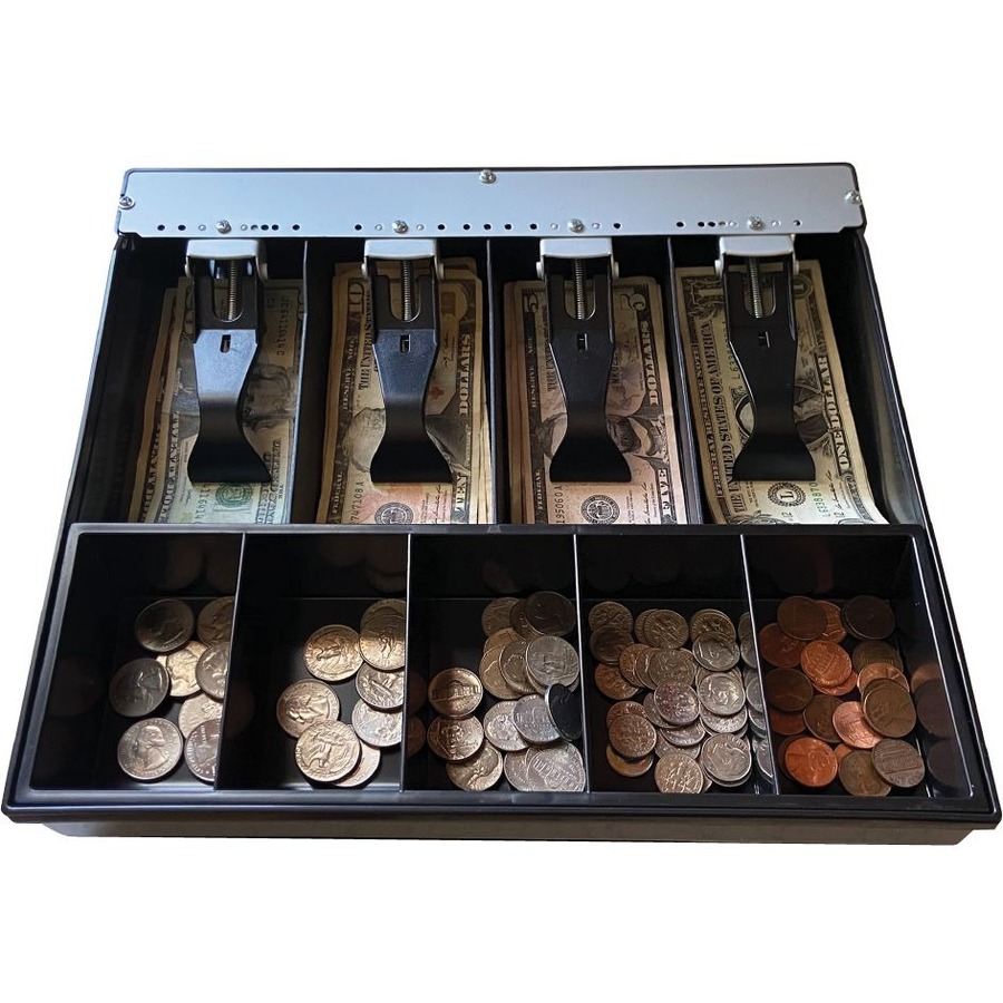 apg® Vasario Series Cash Drawer Replacement Tray | Plastic Molded Till for Cash Register| 4 Bill/ 5 Coin Compartments | 12.7" x 11.7" x 2.2" | VPK-15B-1A-BX
