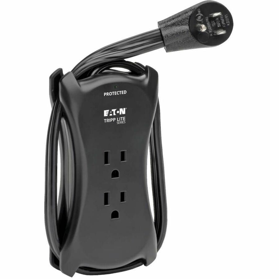 Tripp Lite by Eaton Protect It! 3-Outlet Travel-Size Surge Protector - 5-15R Outlets 2 USB Ports 5-15P Input 1050 Joules Black