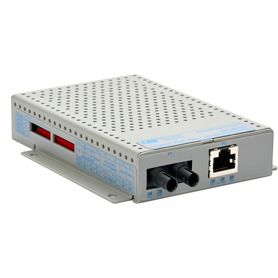 OmniConverter 10/100 PoE+ Ethernet Fiber Media Converter Switch RJ45 ST Multimode 5km Wide Temp