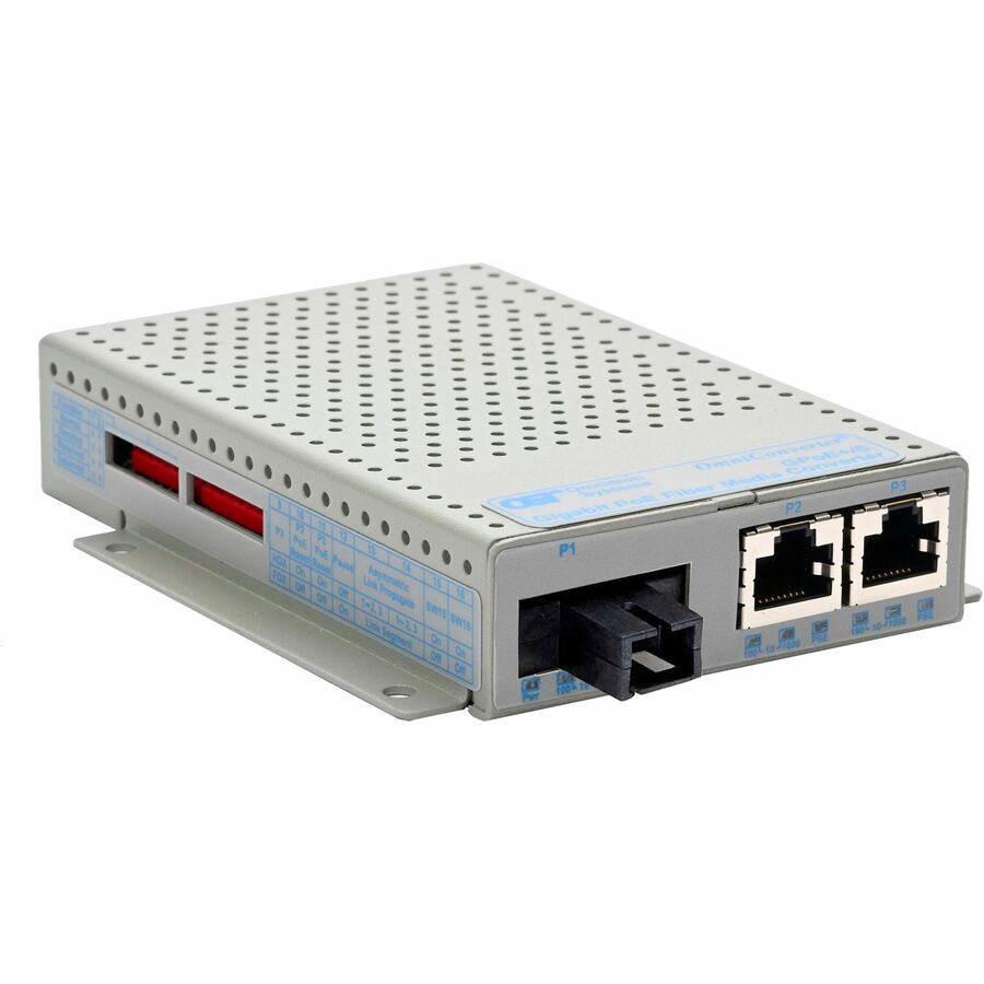 OmniConverter 10/100 PoE+ Ethernet Fiber Media Converter Switch RJ45 SFP
