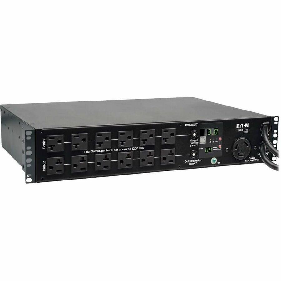 Tripp Lite by Eaton PDU 2.9kW Single-Phase Local Metered Automatic Transfer Switch PDU 2 120V L5-30P Inputs 24 5-15/20R & 1 L5-30R Outputs 2U TAA