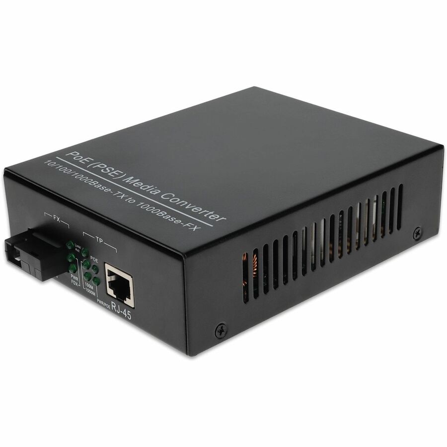 AddOn 10/100/1000Base-TX(RJ-45) to 1000Base-BXU(SC) BiDi SMF 1310nm/1550nm 20km POE Media Converter
