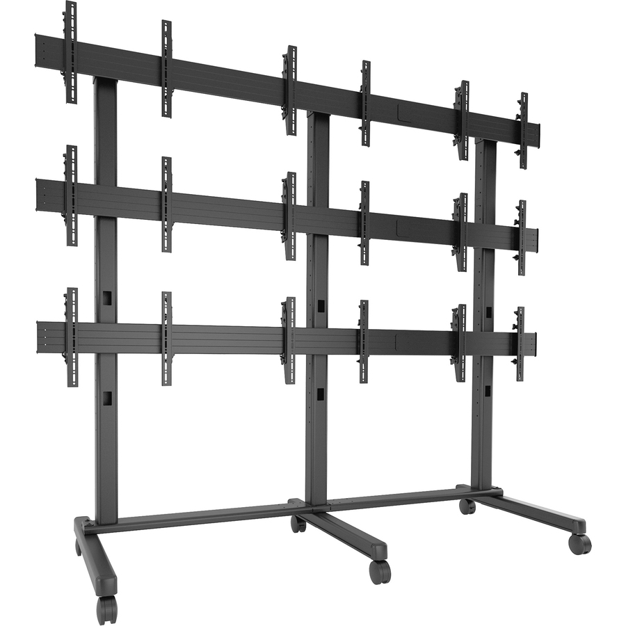 Chief Fusion Large 3x3 Freestanding Video Wall Mobile TV Cart - For 42-50 Inch Displays - TAA Complaint - TAA Compliant - Black