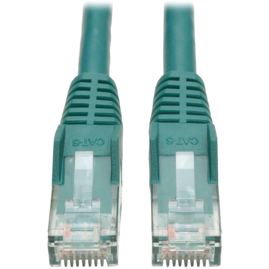 Tripp Lite 15-ft. Cat6 Gigabit Snagless Molded Patch Cable(RJ45 M/M) - Green* - 15 ft Category 6 Network Cable for Network Device, ATM - First End: 1 x RJ-45 Network - Male - Second End: 1 x RJ-45 Network - Male - 1 Gbit/s - Patch Cable - Gold Plated Cont