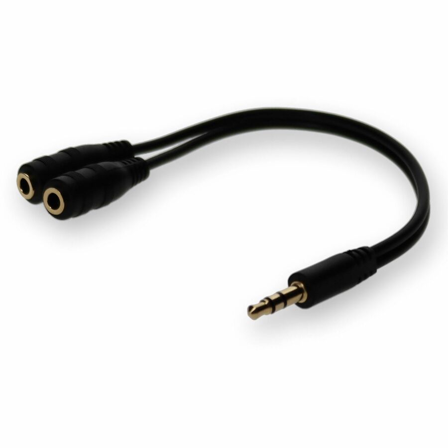 3.5mm Audio Input Male to 2x3.5mm Audio Output Female Black Adapter