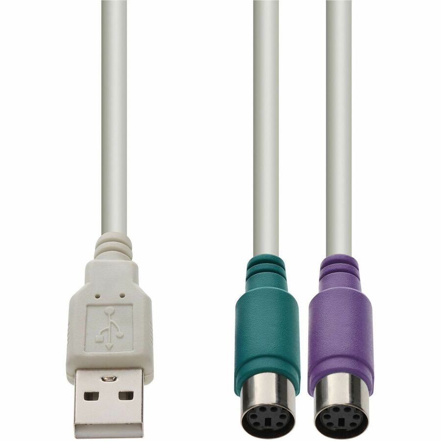 AddOn 8in USB A 2.0 (Male) to PS/2 (Female) White Adapter