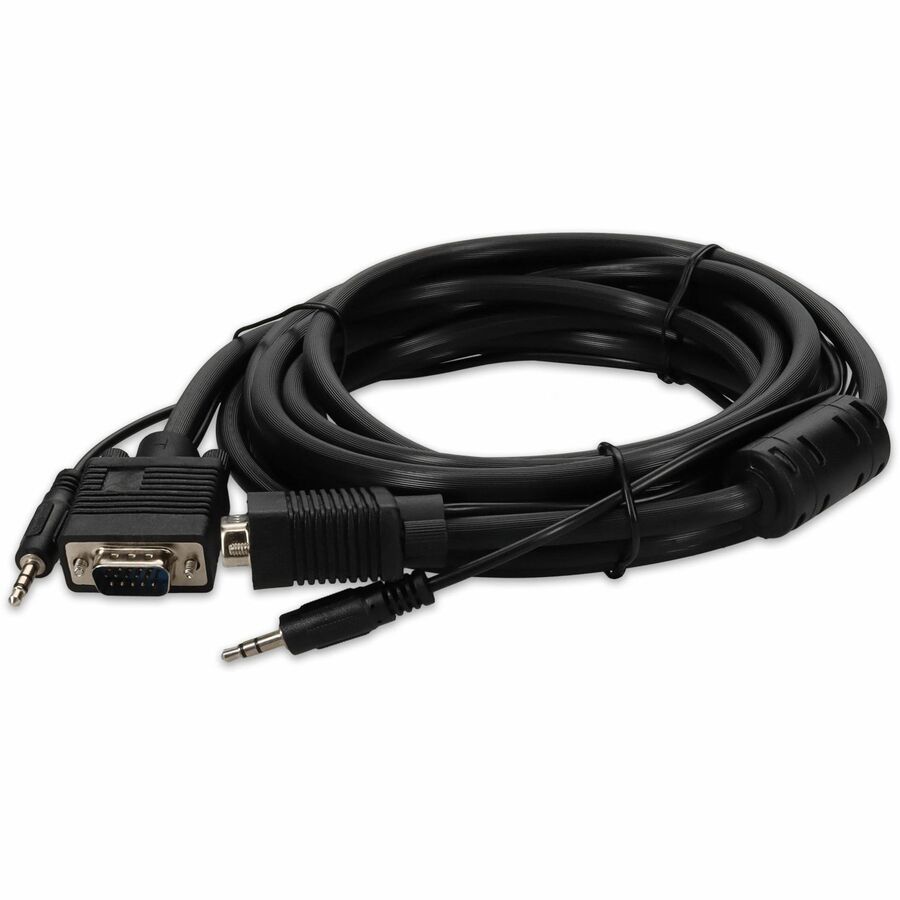 5PK 15ft VGA Male to VGA Male Black Cables Which Includes 3.5mm Audio Port For Resolution Up to 1920x1200 (WUXGA)
