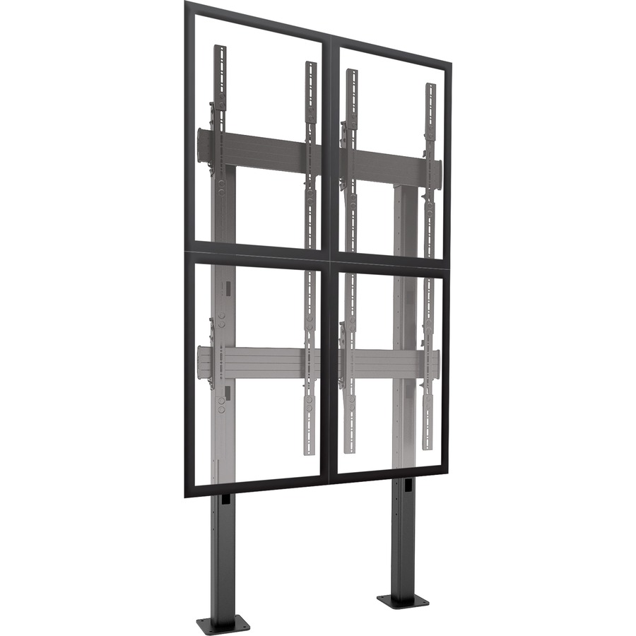 Chief Fusion 2x2 Portrait Adjustable Large Freestanding Video Wall Mobile Cart - For 42-50 Inch Flat Panel TVs - Black