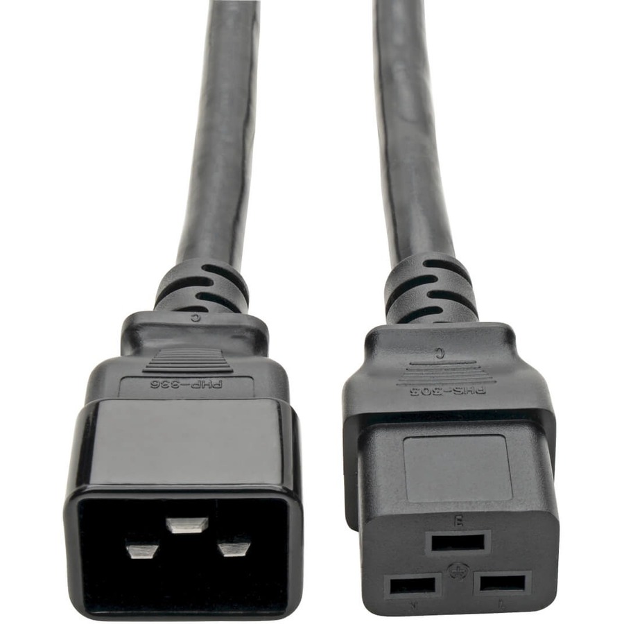 Tripp Lite by Eaton Power Extension Cord C19 to C20 - Heavy-Duty 20A 250V 12 AWG 2 ft. (0.61 m) Black 6-Pack