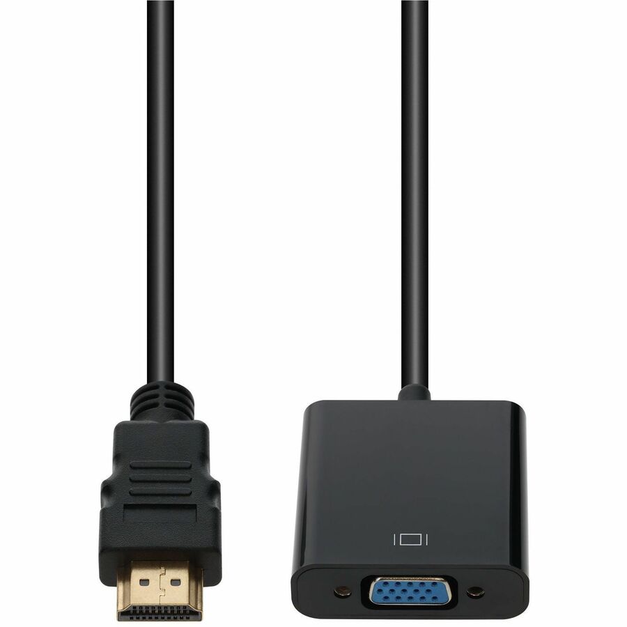 AddOn 8in HDMI (Male) to VGA (Female) Black Adapter Which Includes 3.5mm Audio and Micro USB Ports, 1080P 60Hz