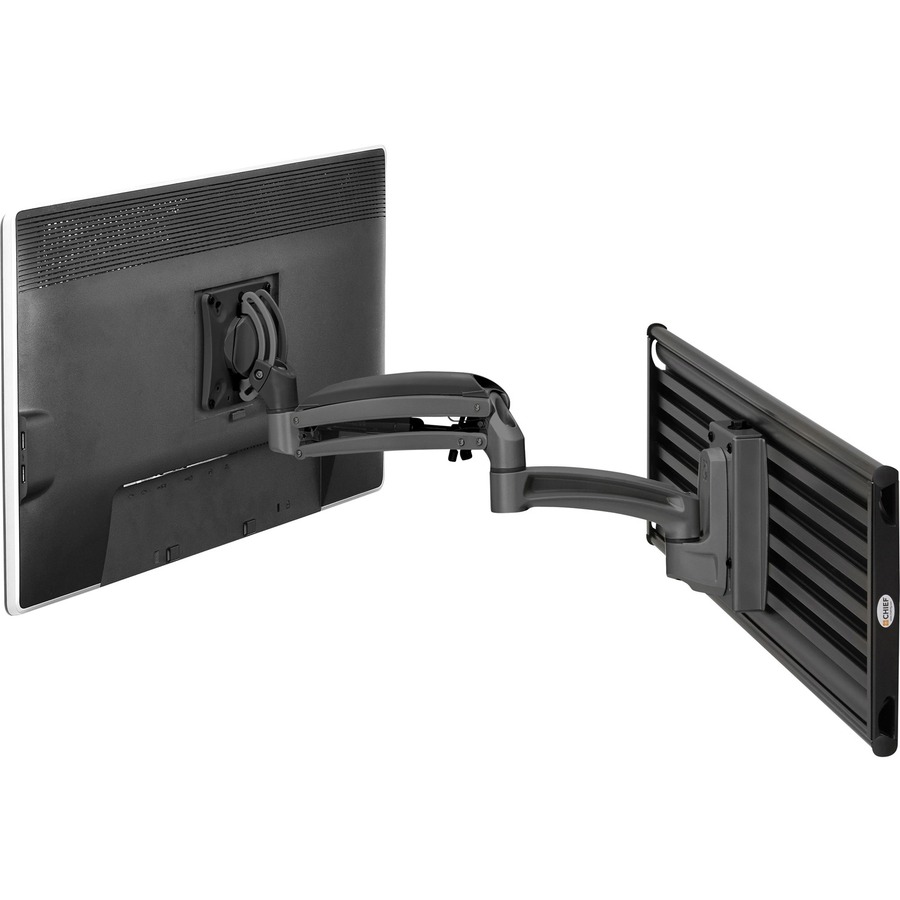 Chief Kontour K1S Dynamic Slatwall Monitor Mount - For 10-30 Inch Displays - Duel Monitor Mount - Black