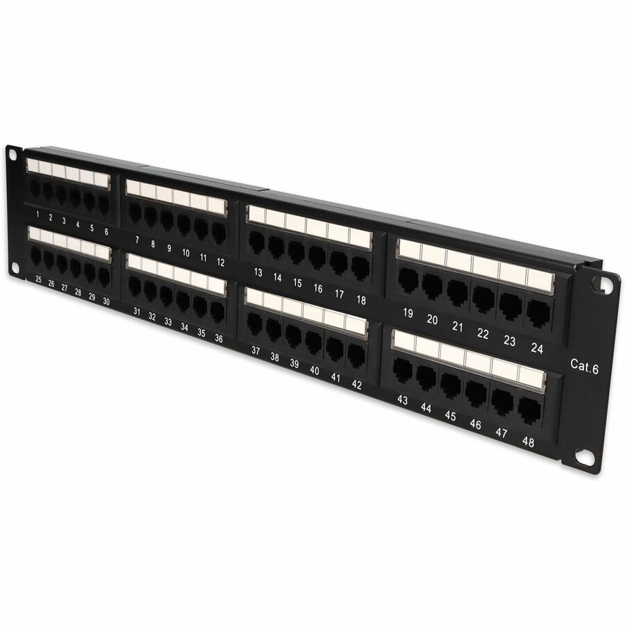 AddOn 19-inch 2U CAT6 48-Port Straight Patch Panel with High Density 110-Type