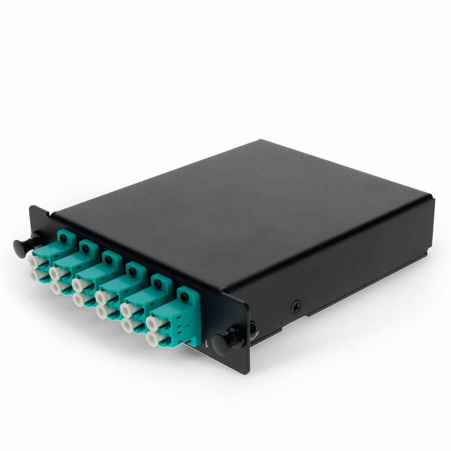 AddOn Cassette for 3-Bay Patch Panel, 1 MPO In, 12 LC Duplex Out, Multi-mode Duplex OM3