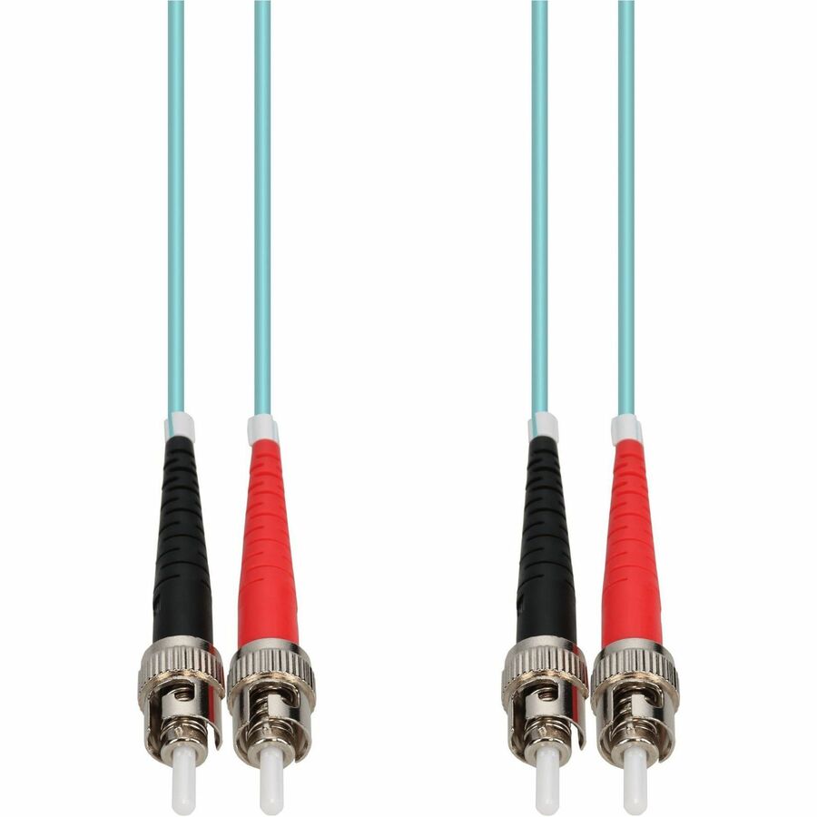 AddOn 30m ST to ST Aqua OM4 Duplex OFNR (Riser-Rated) MMF (Multi Mode) Fiber Patch Cable, 50/125