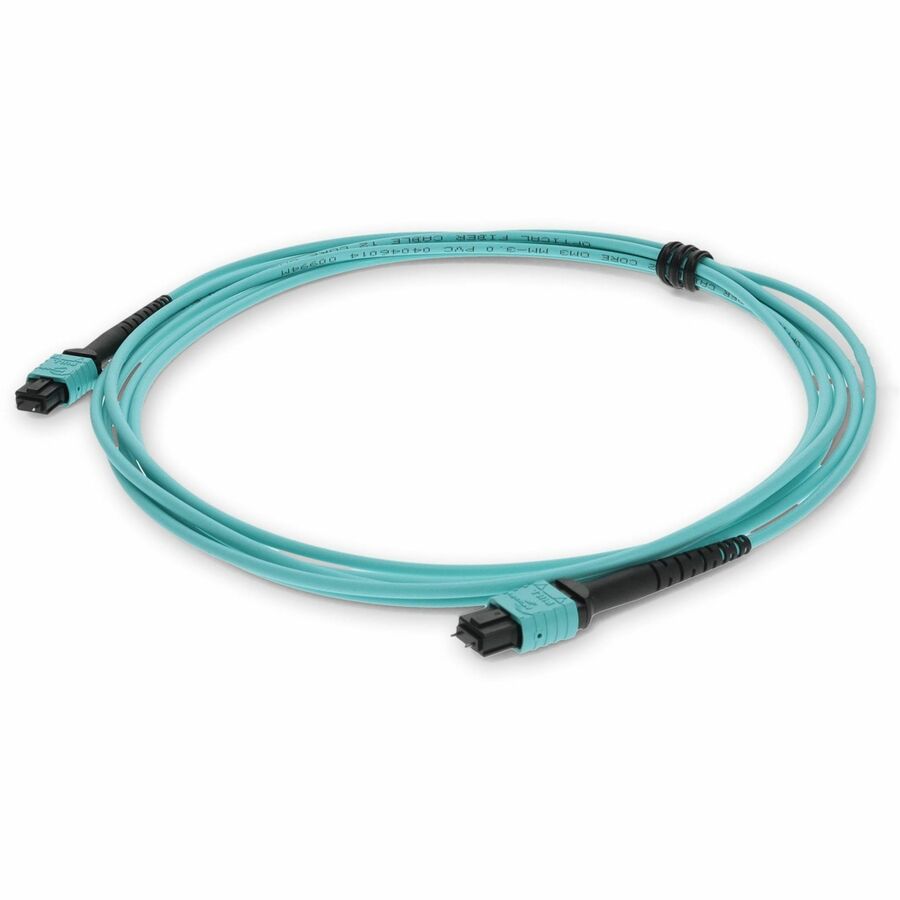AddOn 1m MPO/UPC (Male) to MPO/UPC (Male) Aqua OM3 OFNR (Riser-Rated) 12-Strand MMF (Multi Mode) Fiber Patch Cable, 50/125