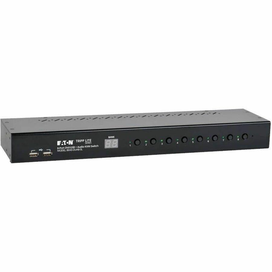 Eaton Tripp Lite Series 8-Port 1U Rack-Mount DVI / USB KVM Switch with Audio and 2-port USB Hub