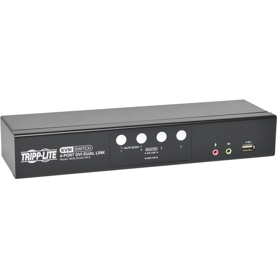 Tripp Lite by Eaton KVM Switch 4-Port DVI Dual-Link / USB w/ Audio & 4x 6ft Cables