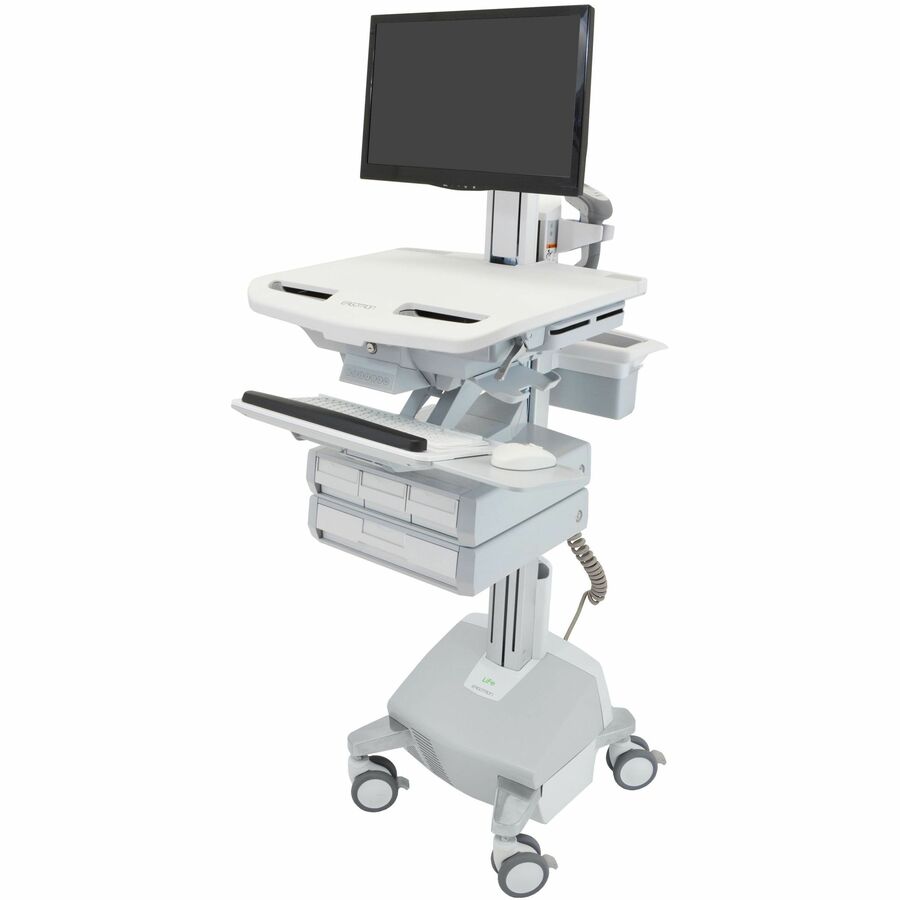 Ergotron StyleView® Cart with LCD Pivot, LiFe Powered, 4 Drawers (3x1+1), US/CA/MX