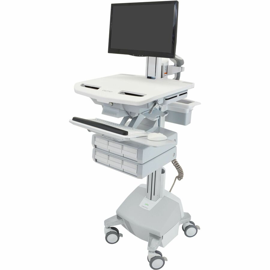 Ergotron StyleView® Cart with LCD Pivot, LiFe Powered, 6 Drawers (3x2), US/CA/MX