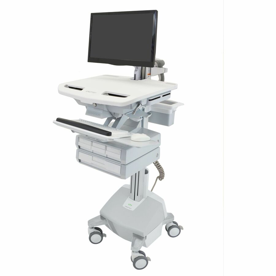 Ergotron StyleView® Cart with LCD Arm, LiFe Powered, 4 Drawers (3x1+1), US/CA/MX