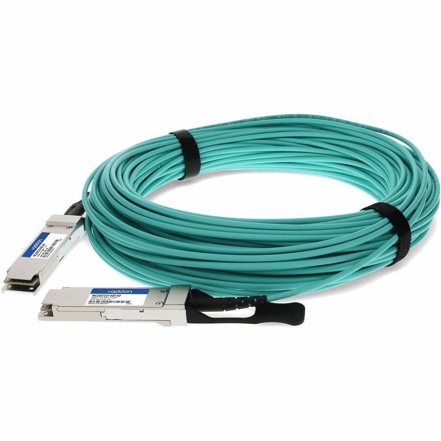 AddOn Mellanox® MC220731V-020 Compatible TAA Compliant 56GBase-AOC QSFP+ Active Optical Cable (850nm, MMF, 20m)