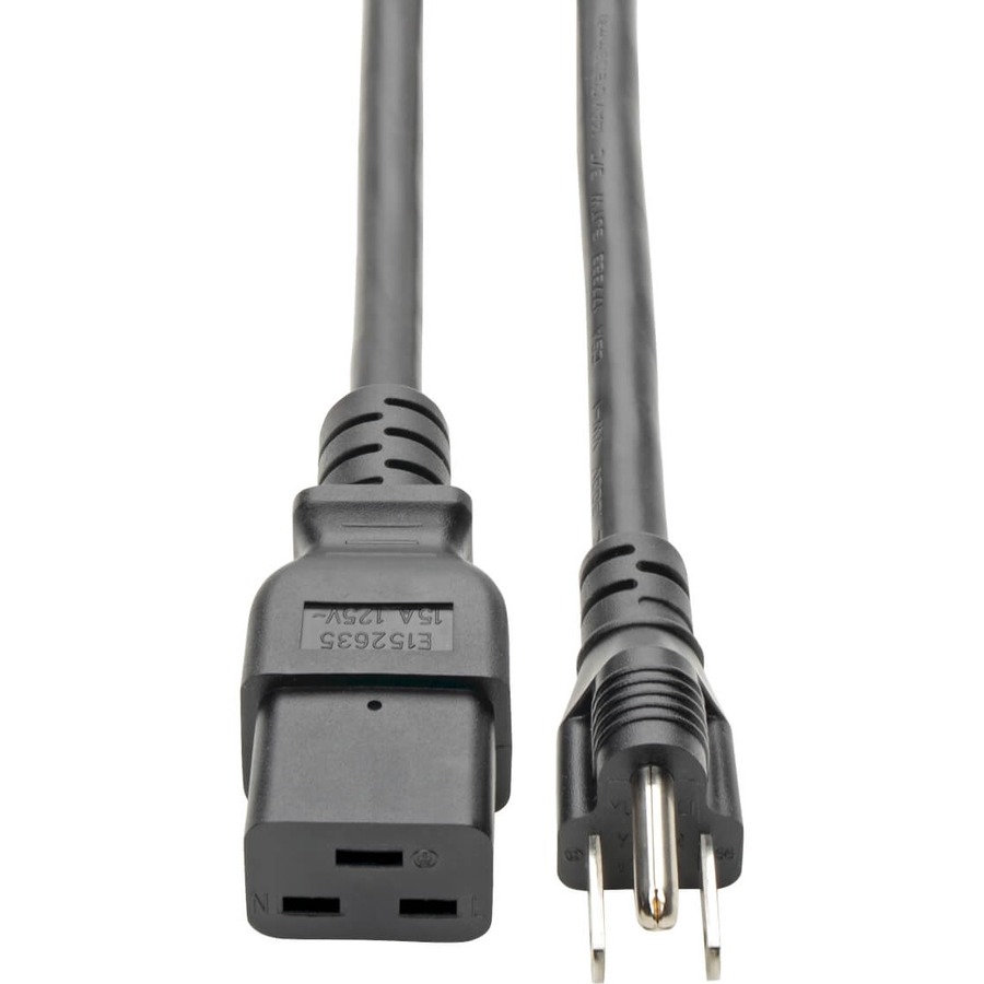 Tripp Lite by Eaton Computer Power Cord C19 to NEMA 5-15P - Heavy-Duty 15A 125V 14 AWG 8 ft. (2.43 m) Black