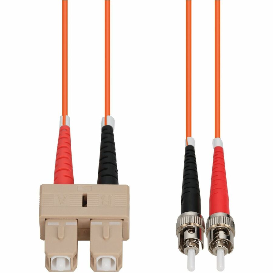 AddOn 2m ST to SC Orange OM1 Duplex OFNR (Riser-Rated) MMF (Multi Mode) Fiber Patch Cable, 62.5/125
