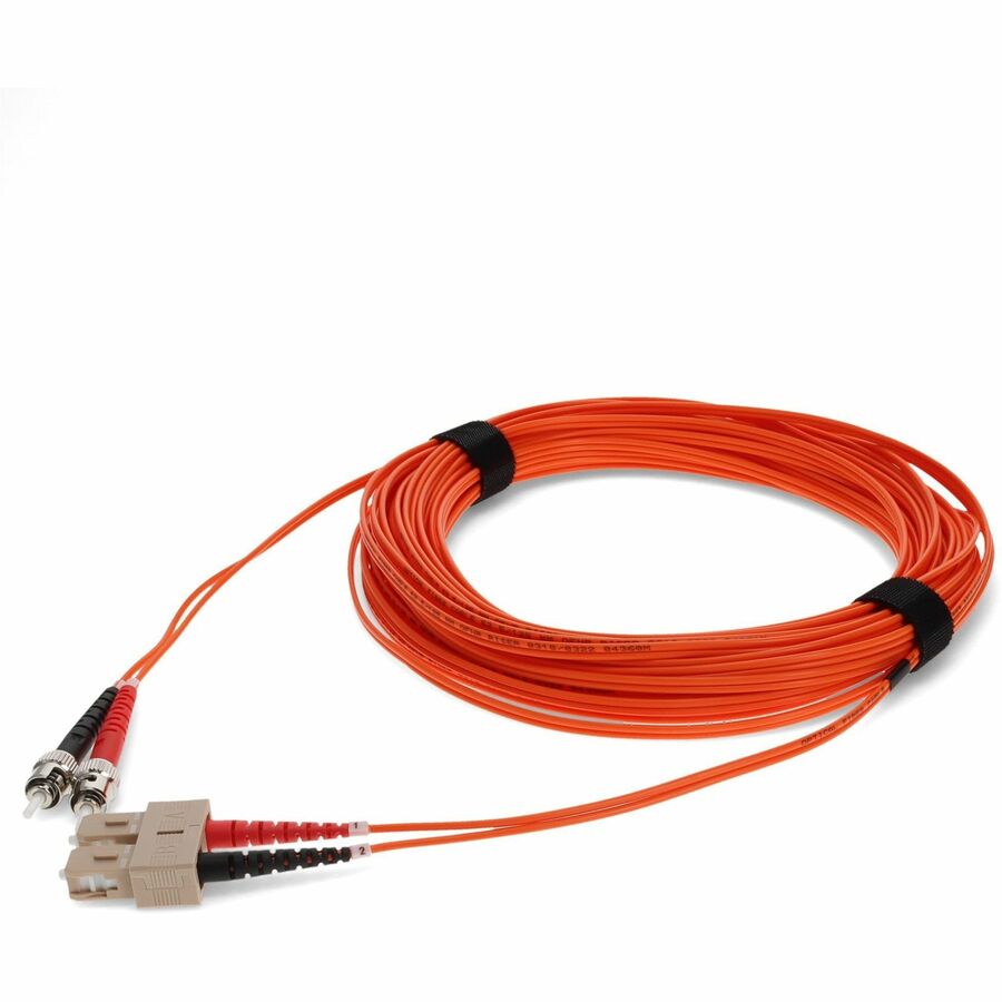 AddOn 30m ST to SC Orange OM1 Duplex OFNR (Riser-Rated) MMF (Multi Mode) Fiber Patch Cable, 62.5/125
