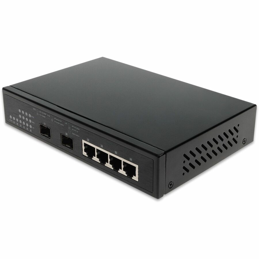 AddOn 10/100/1000Base-TX(RJ-45) x4 to 2 Open SFP Port POE+ Media Converter