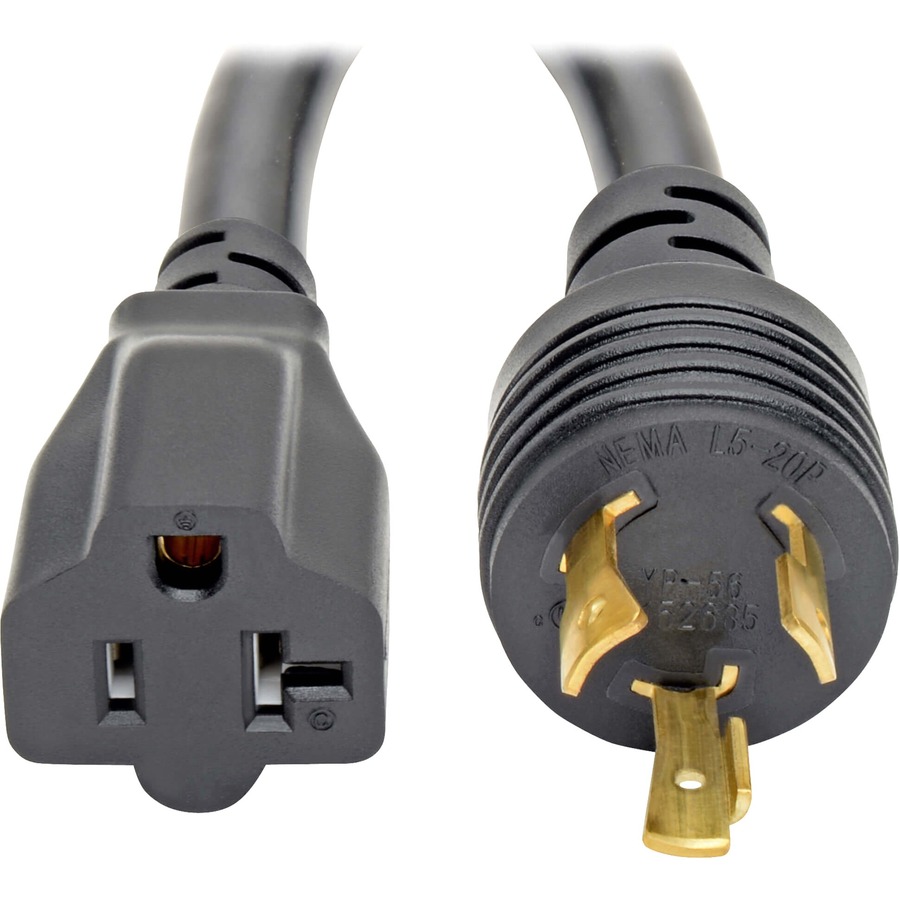 Tripp Lite by Eaton Power Cord Adapter NEMA L5-20P to NEMA 5-15R - Heavy-Duty 20A 125V 12 AWG 6-in. (15.24 cm) Black
