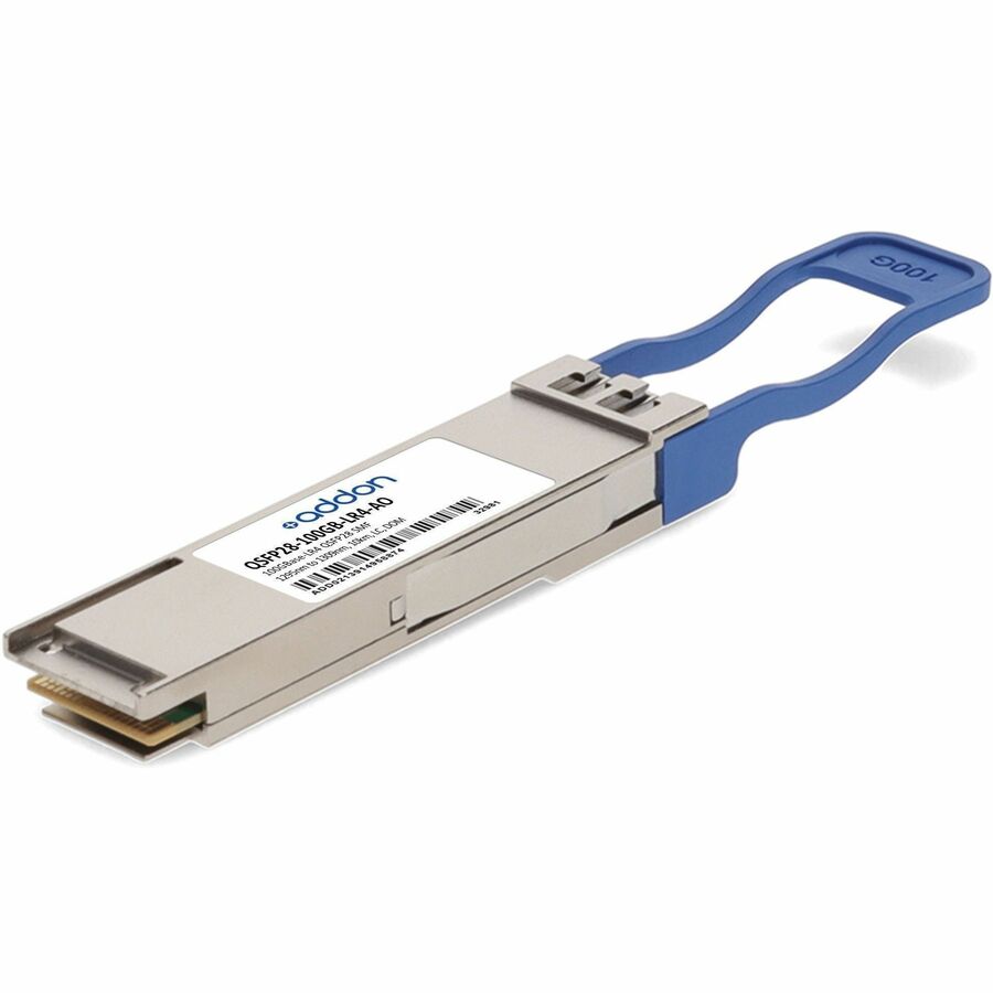 AddOn MSA and TAA Compliant 100GBase-LR4 QSFP28 Transceiver (SMF, 1295nm to 1309nm, 10km, LC, DOM)