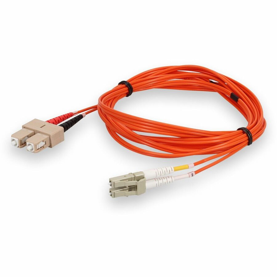 AddOn 10m SC to LC Orange OM2 Duplex OFNR (Riser-Rated) MMF (Multi Mode) Fiber Patch Cable, 50/125