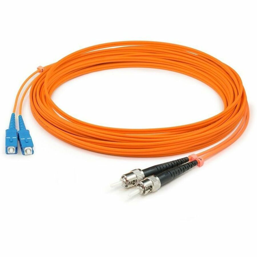 AddOn 1m ST to SC Orange OM2 Duplex OFNR (Riser-Rated) MMF (Multi Mode) Fiber Patch Cable, 50/125